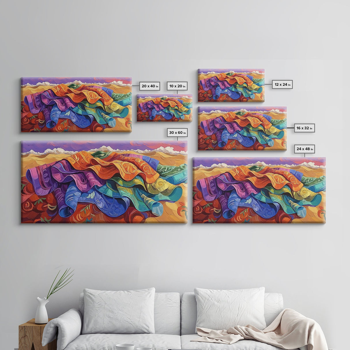 Blanket Desert, Colorful, Framed Canvas Print, Vibrant Serape Blanket Art, Southwestern Boho Wall Decor, Fall Entryway Art