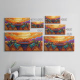 Sunrise Desert, Bloom, Canvas Print, Vibrant desert sunrise painting, boho southwestern art, Bedroom Wall Art, botanical decor