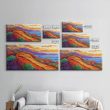 Pathway Mountain, Trail, Sunset, Framed Canvas Print adventure lovers gift, hiking trail art, colorful landscape wall decor