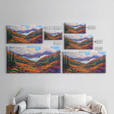 Mountain Valley, Wildflower Trail, Sunset Pathway, Canvas Print, Boho Wall Art, Bedroom or Hallway Decor, Vibrant Nature Painting