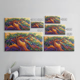 Whimsical Tree, Autumn Sky, Nature, Canvas Print, Bright textured tree painting perfect Fall Bedroom Wall Art or Boho Living Room Art