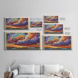 Sunset Sky, Ocean, Dreamscape, Canvas Print, colorful wall art, dreamy cloudscape, living room decor, vibrant fantasy atmosphere