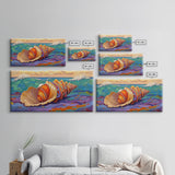 Seashell Ocean, Beach, Canvas Print, Nautical Bathroom Wall Art, Coastal Shell Decor, Vibrant Marine Painting, Seaside Home Style