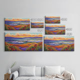 Sunset Ocean, Landscape, Canvas Print, Serene Seascape Painting, Colorful Beach Wall Art, Tranquil Nature Home Decor