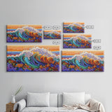 Bold Waves, Abstract, Ocean, Canvas Print, vibrant ocean wave art, abstract palette knife style, beach home décor, kitchen wall art