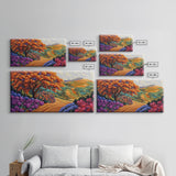 Tree Autumn, Hillside, Fields, Autumn hillside landscape, Framed Canvas Print, Fall Decor, Nature Inspired Wall Art, Living Room Art