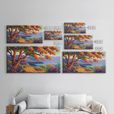Tree Ocean, Autumn, Path, Coastal autumn treescape, Canvas Print, Warm Fall Tones, Nature Lover Gift, Living Room or Study Art