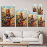 Post Rope, Path, Nature, Canvas Print, rustic fence art, countryside boho decor, vibrant outdoor scene, cozy cabin wall art, hallway style