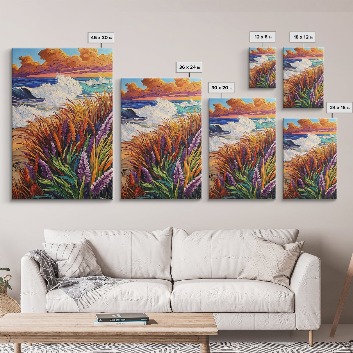 Waves Cliff, Paradise, Splash, Framed Canvas Print, Tropical beach wall art, ocean wave painting, coastal home décor, island vibes