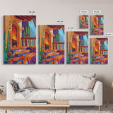 Cozy Hacienda, Fireplace, Terrace, Canvas Print, Southwestern Wall Art, Warm Interior Scene, Kitchen or Dining Room Boho Decor