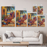 Chair Blanket, Breeze, Shore, Canvas Print, beach chair art, coastal boho decor, sunny retreat wall art, tropical relaxation, porch vibes