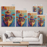 Hat River, Canoe, Bright Framed Canvas Print, Relaxing Boho Wall Art, Colorful Nature Lover Gift, Unique Summer Travel Vibes