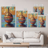 Buoy Sea, Sunset, Nautical Ocean Wall Art, Beach House Decor, Coastal Colorful Accent, Tropical Framed Canvas Print