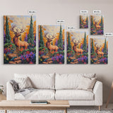 Elk Forest, Autumn, Majestic Wildlife Wall Art, Woodland Cabin Decor, Fall Season Rustic Accent, Framed Canvas Print