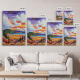 Autumn Fields Art, Colorful Fall Landscape, Cozy Sunset Decor, Nature Vibes Print, Framed Canvas Print, Bedroom Wall Art, rustic style