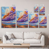 Majestic Cloudscape Art, Sunset Beach Painting, Bold Sky Print, Dreamy Nature Decor, Framed Canvas Print, Living Room Wall Art, surreal art