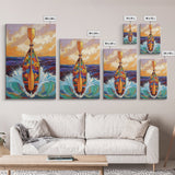 Paddle and Waves Art, Surfboard Ocean Print, Tropical Sea Decor, Nautical Wall Vibes, Framed Canvas Print, Beach House Wall Art, surfer style