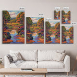 Autumn Trees, Reflection, Canvas Print, Fall forest scene, living room art, nature inspired decor, woodland painting, cozy autumn vibes