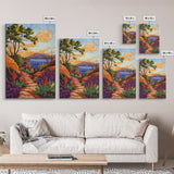 Mountain Path, Sunset Horizon, Autumn Landscape Wall Art, Canvas Print, Living Room Accent, Vibrant Fall Nature Scene, Outdoor Inspired Decor