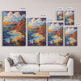Sunset Beach, Colorful Coastline, Ocean Landscape, Canvas Print, Fall Home Decor, Living Room Wall Art, Dreamy Seaside Painting