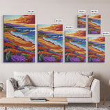 Ocean Sunset, Colorful Beach, Coastal Vibes, Tropical Flowers, Fall Wall Art, Dining Room Decor, Canvas Print, Vibrant Landscape Art