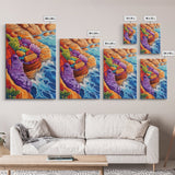 Ocean Cliffs, Colorful Reef, Coastal Abstract, Vibrant Seaside Art, Bathroom Wall Art, Nautical Decor, Canvas Print, Bold Nature Painting