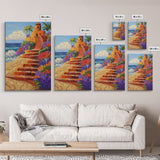 Coastal Castle, Vibrant Tropics, Seaside Fantasy Art, Bold Beach Decor, Playful Wall Accent, Framed Canvas Print, Tropical Style Room