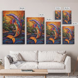 Dolphin Colorful Ocean Art, Framed Canvas Print, Tropical beach art, boho animal painting, coastal nursery wall art, vivid decor