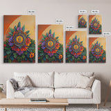 Royal Crest, Floral Emblem, Mediterranean Decor, Vibrant Details, Framed Canvas Print, Kitchen Wall Art, Spanish Wall Art, Regal Vibe