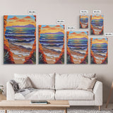 Ocean Horizon, Cliffside View, Sunset Waves, Peaceful Seascape, Framed Canvas Print, Living Room Wall Art, Beach Window View