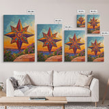 Colorful Starburst Sky, Sunset Mosaic Star Art, Vibrant Landscape Design, Canvas Print, Fall Living Room Decor, Boho Wall Accent