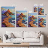 Island Pathway, Ocean Steps, Dreamy Seascape, Colorful Rocks, Framed Canvas Print, Hallway Wall Art, Coastal Home Decor, Zen Art