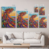 Abstract Bloom, Petals, Rainbow, Framed Canvas Print, bold flower art, modern botanical decor, textured wall piece, Bedroom or Entryway