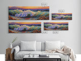Breaking Wave, Seascape Sunset, Surf Art, Tranquil Ocean, Framed Canvas Print, Beach House Wall Art, Coastal Living Decor, Nature Scene