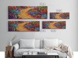 Desert Pathway, Wildflower Trail, Vibrant Colors, Boho Landscape, Framed Canvas Print, Entryway Wall Art, Boho Living Room