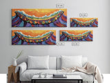 Carnival Wave, Festive Ocean, Playful Waters, Framed Canvas Print, beach bathroom art, coastal fun painting, surf wall decor