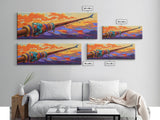 Fishing Pole, Ocean Cast, Sunset Waters, Canvas Print, fisherman gift, nautical wall art, rustic cabin decor, outdoor artwork