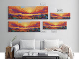 Sunset Horizon, Autumn Clouds, Landscape Wall Decor, Fall Tones, Framed Canvas Print, Rustic Art, Living Room Wall Art, Boho Style