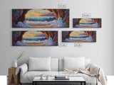 Arctic Ocean Cave, Winter Seascape, Vibrant Ice Waves, Framed Canvas Print, Seasonal Wall Art, Coastal Fantasy Decor