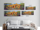 Desert Casa Art, Colorful Home, Cactus Painting, Framed Canvas Print, Vibrant Southwest Decor, Living Room Wall Art, Spanish Style Art