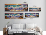 Crashing Waves Sunset, Seaside Landscape Art, Modern Beach Wall Decor, Living Room Accent, Framed Canvas Print, Coastal Vibes