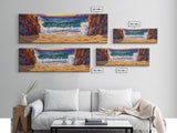 Seaside Cove, Ocean Escape, Beach Waves, Canvas Print, tropical coastal painting, vibrant ocean wall art, bathroom nautical print