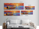 Mosaic Drum, Sunset Rhythm, Tribal Ocean, Desert Music, Framed Canvas Print, Eclectic Art, Living Room Music Wall Piece