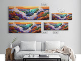 Ocean Wave, Underwater Reef, Vibrant Coral, Seascape Drama, Framed Canvas Print, Tropical Bathroom Art, Marine Life Painting