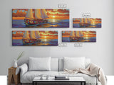 Sunset Sailboat Dream, Vibrant Ocean Painting, Nautical Coastal Wall Art, Canvas Print, Beach House Decor, Living Room Statement Piece