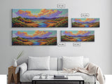 Serene River Sunset, Colorful Landscape Reflection, Nature Wall Scene, Framed Canvas Print, Bedroom Wall Art, Calming Scenic Artwork