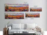 Mountain Sunset View, Western Hillside, Country Valley Gate, Framed Canvas Print, Fall Landscape Art, Rustic Farmhouse Decor