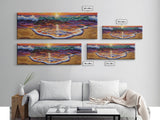 Ocean Sunset Glow, Colorful Wave Reflection, Coastal Abstract, Framed Canvas Print, Beach House Wall Art, Modern Seascape Painting