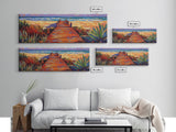 Seaside Path Art, Beach Boardwalk Print, Coastal Nature Scene, Tropical Living Room Wall Decor, Boho Style Framed Canvas Print