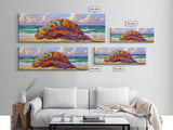 Vibrant Shell Art, Ocean Fantasy, Whimsical Beach, Nature Vibes Framed Canvas Print, Coastal Bathroom Art, Boho Sea Decor